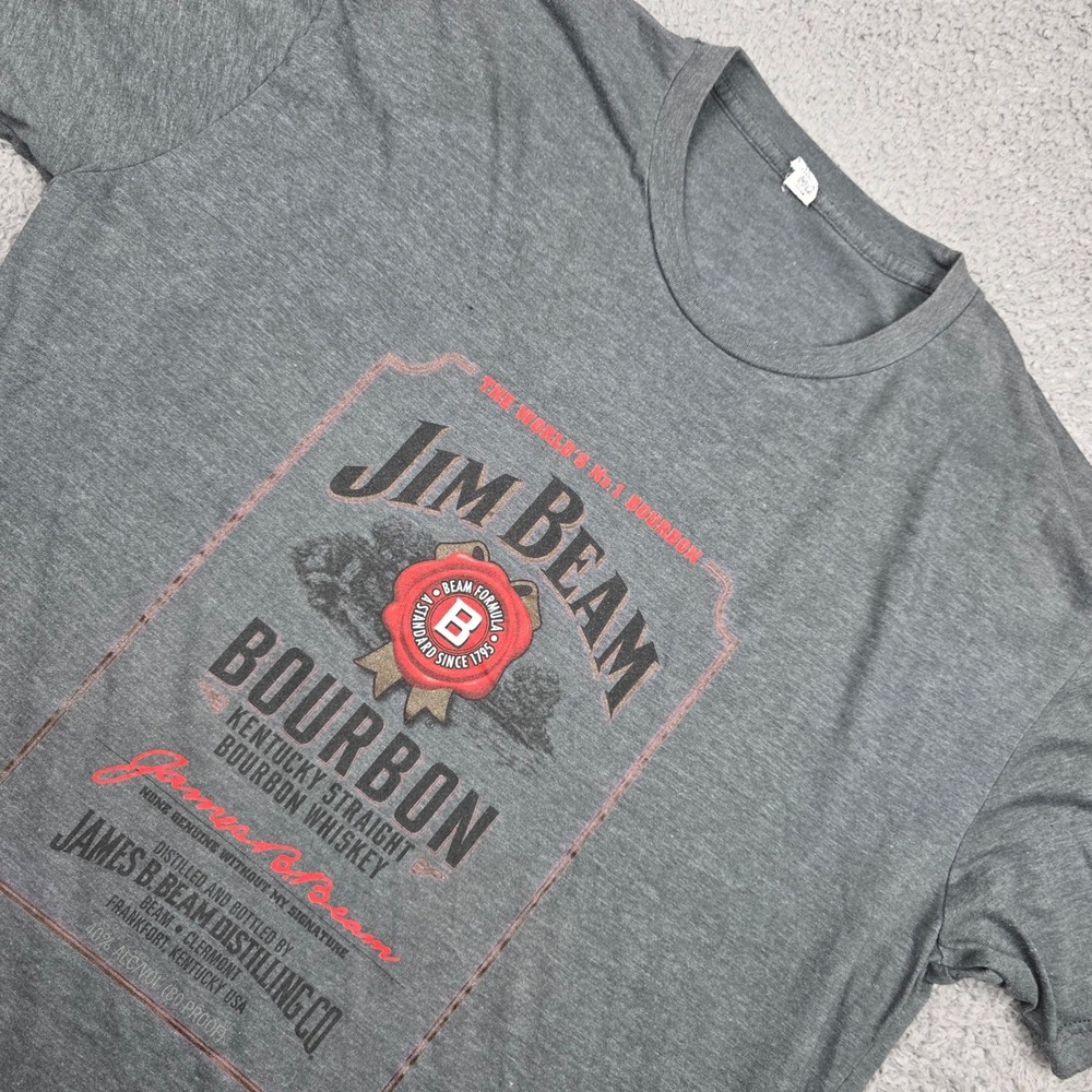 Royal Apparel Jim Beam Bourbon T-Shirt Mens 2XL Gray Graphic Short Sleeve USA